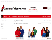 Tablet Screenshot of cardinalactivewear.com
